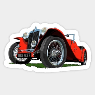 1937 MG Midget in red Sticker